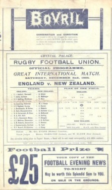 New Zealand vs England at Crystal Palace London, England Saturday, 2 December 1905
